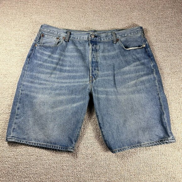 Levi’s 501 Button Fly Denim Shorts Blue Men’s Size 42 x 10 - Picture 1 of 6